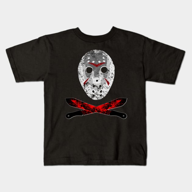 Bloody Horror Mask and Machete Kids T-Shirt by Scar